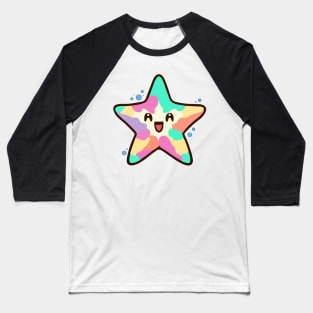 Happy smiling baby starfish with bubbles. Kawaii cartoon Baseball T-Shirt